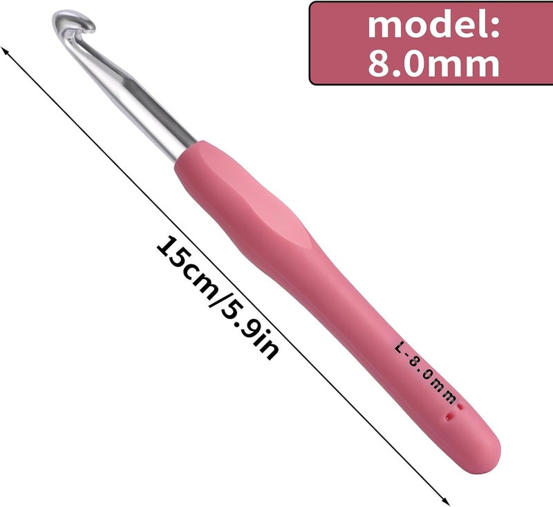 Gerute 8mm Crochet Hook, Ergonomic Crochet Hook, Smooth and Extra Long Knitting Needles, with Soft Rubber Ergonomic Handle and Aluminum Tip, Perfect Beginner and Arthritic Crochet Hooks (8 mm) - Image 2